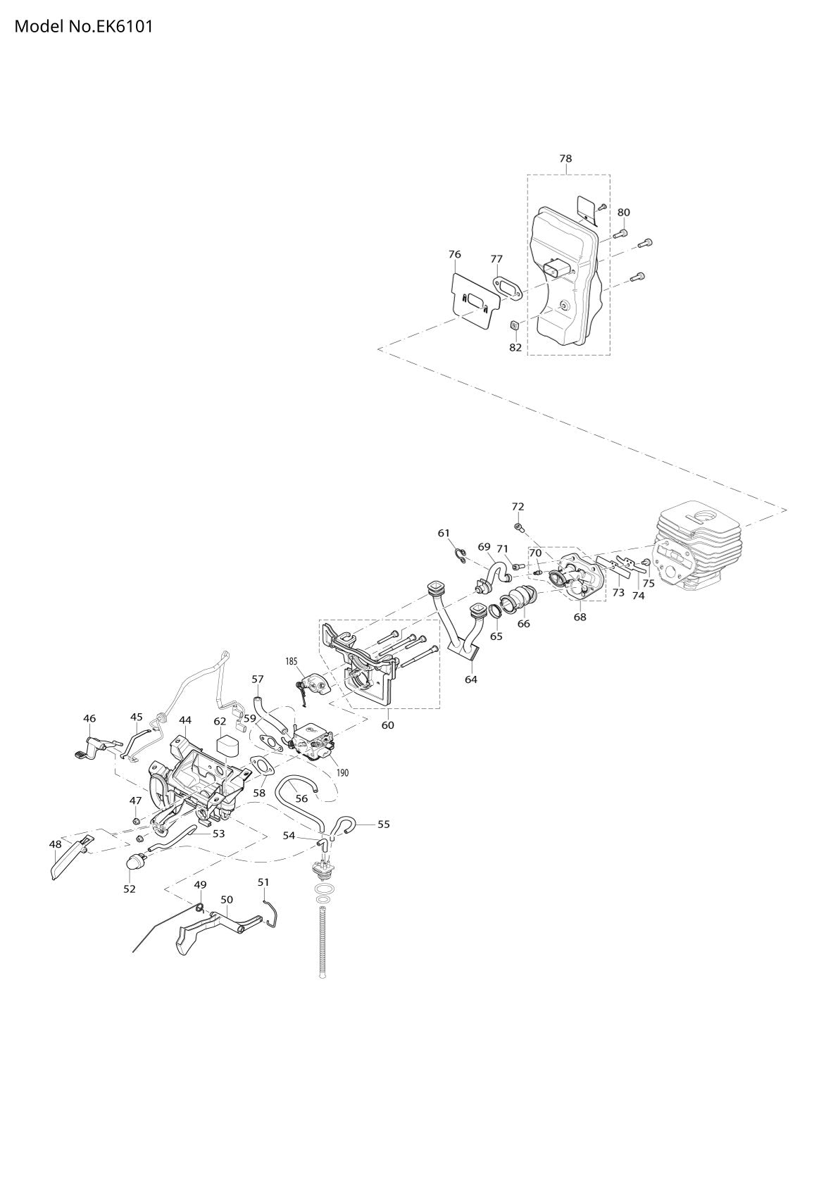 Pièces détachées tronçonneuse thermique Makita EK6101