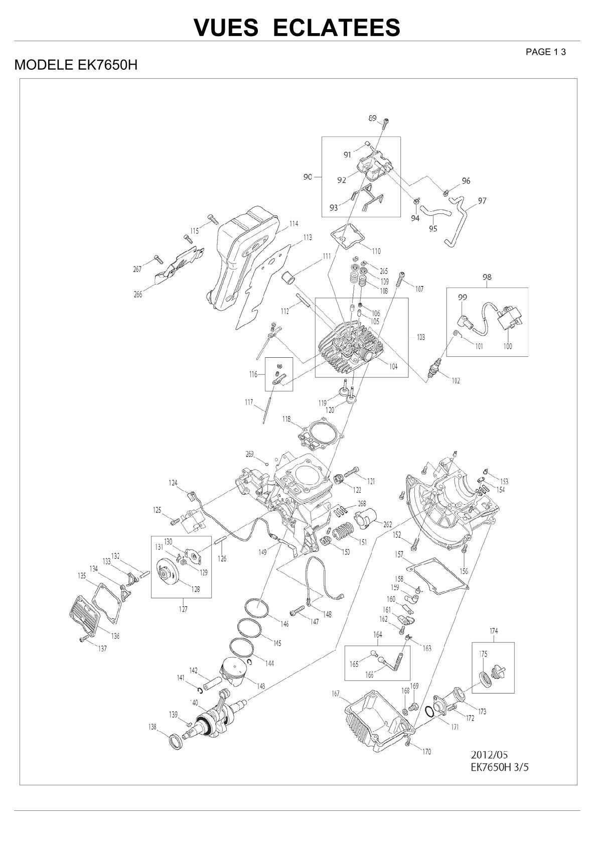 Pièces détachées tronçonneuse thermique Makita EK7650H