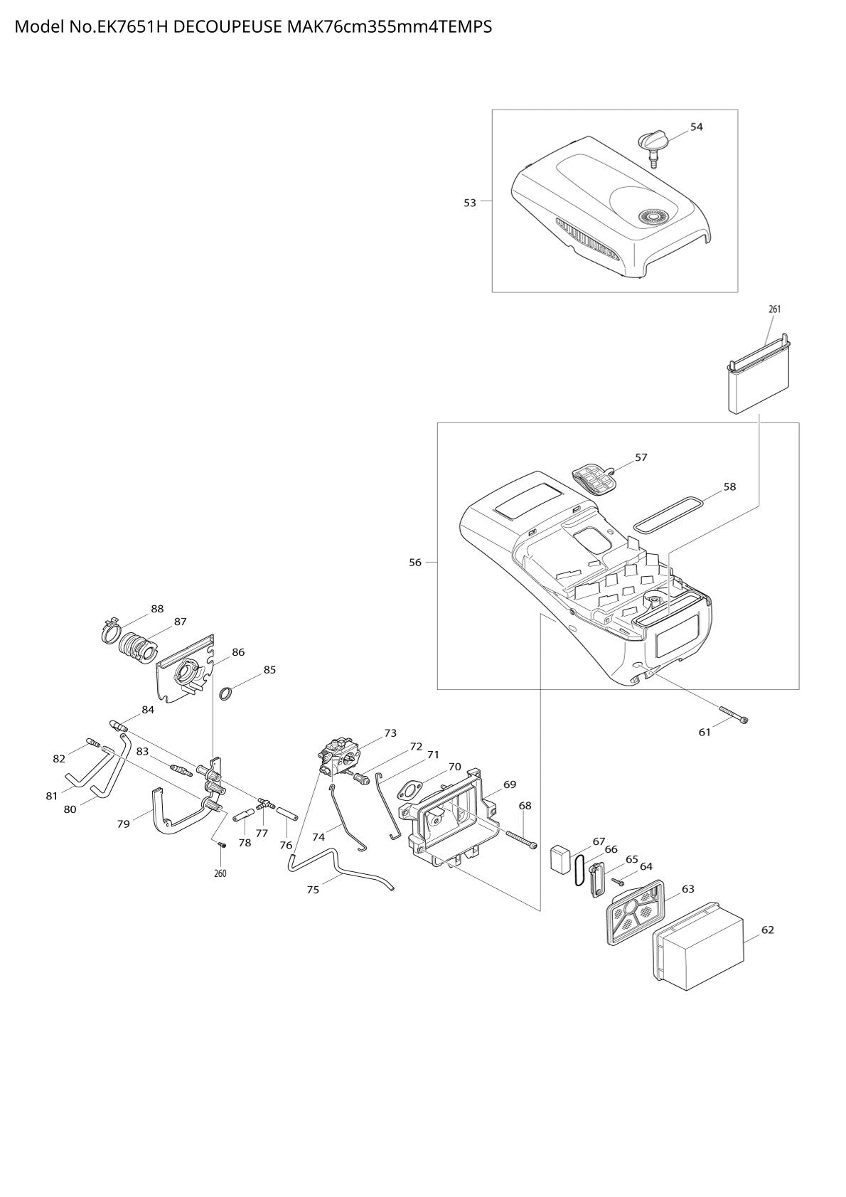 Pièces détachées tronçonneuse thermique Makita EK7651H