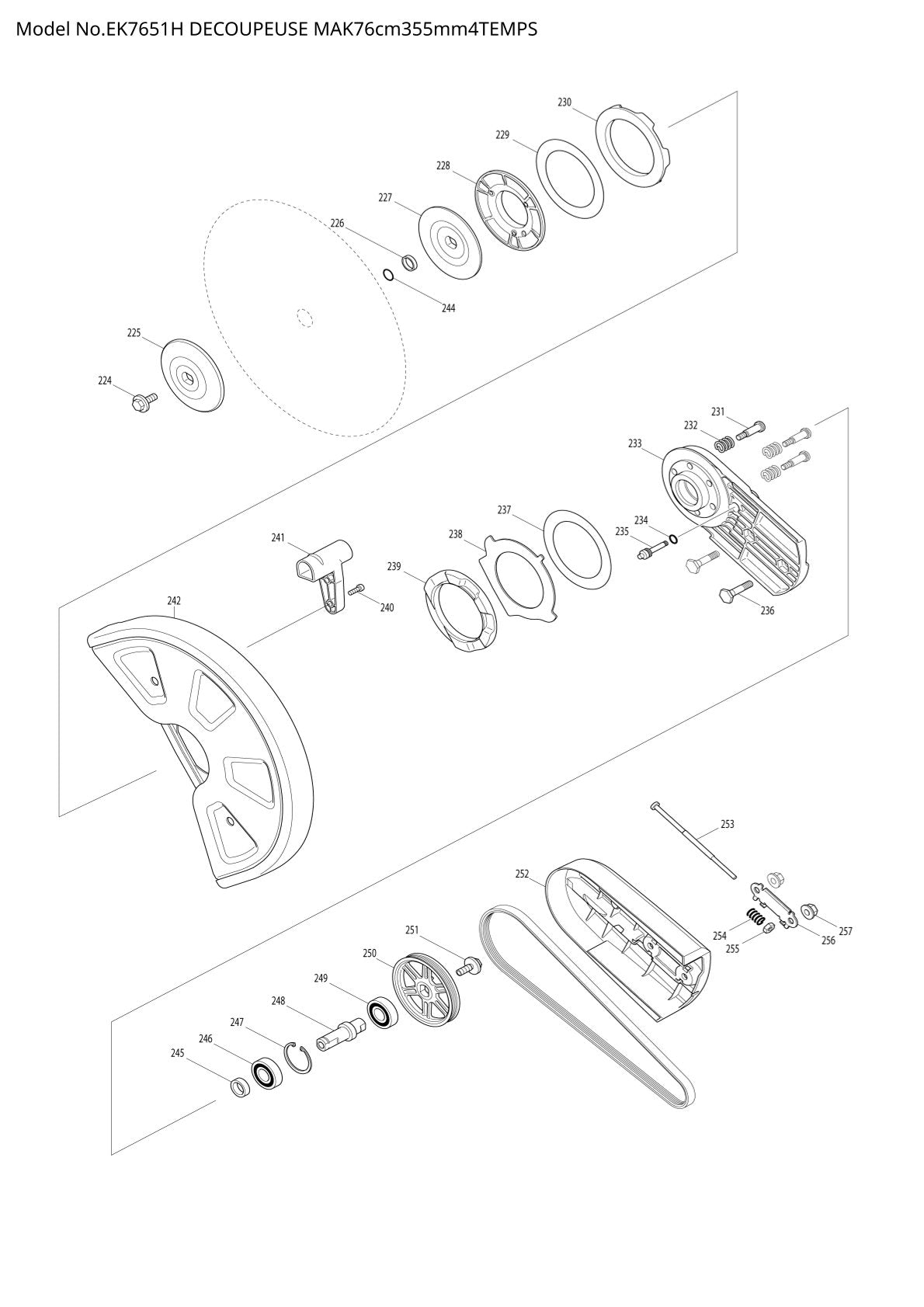 Pièces détachées tronçonneuse thermique Makita EK7651H