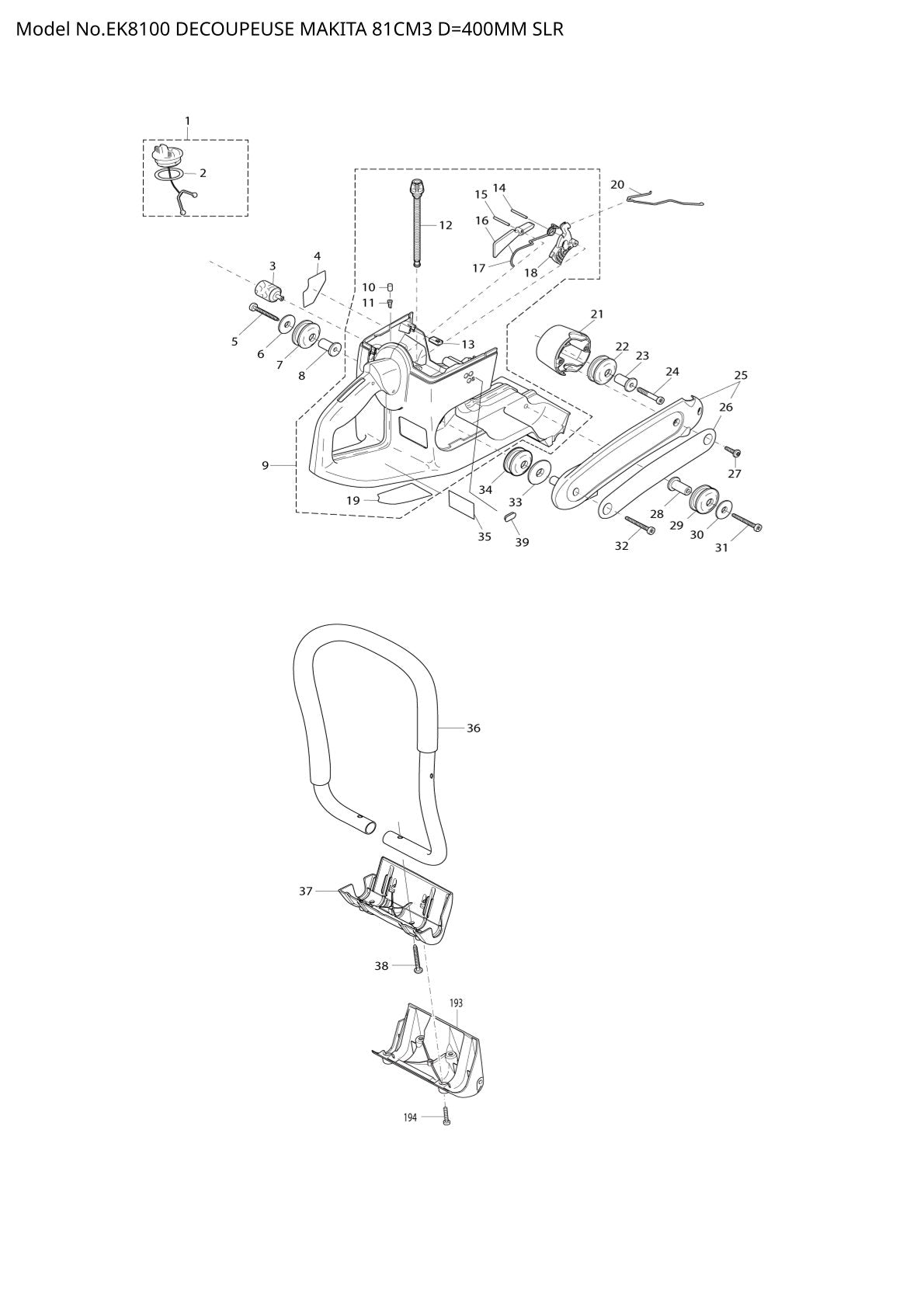 Pièces détachées tronçonneuse thermique Makita EK8100