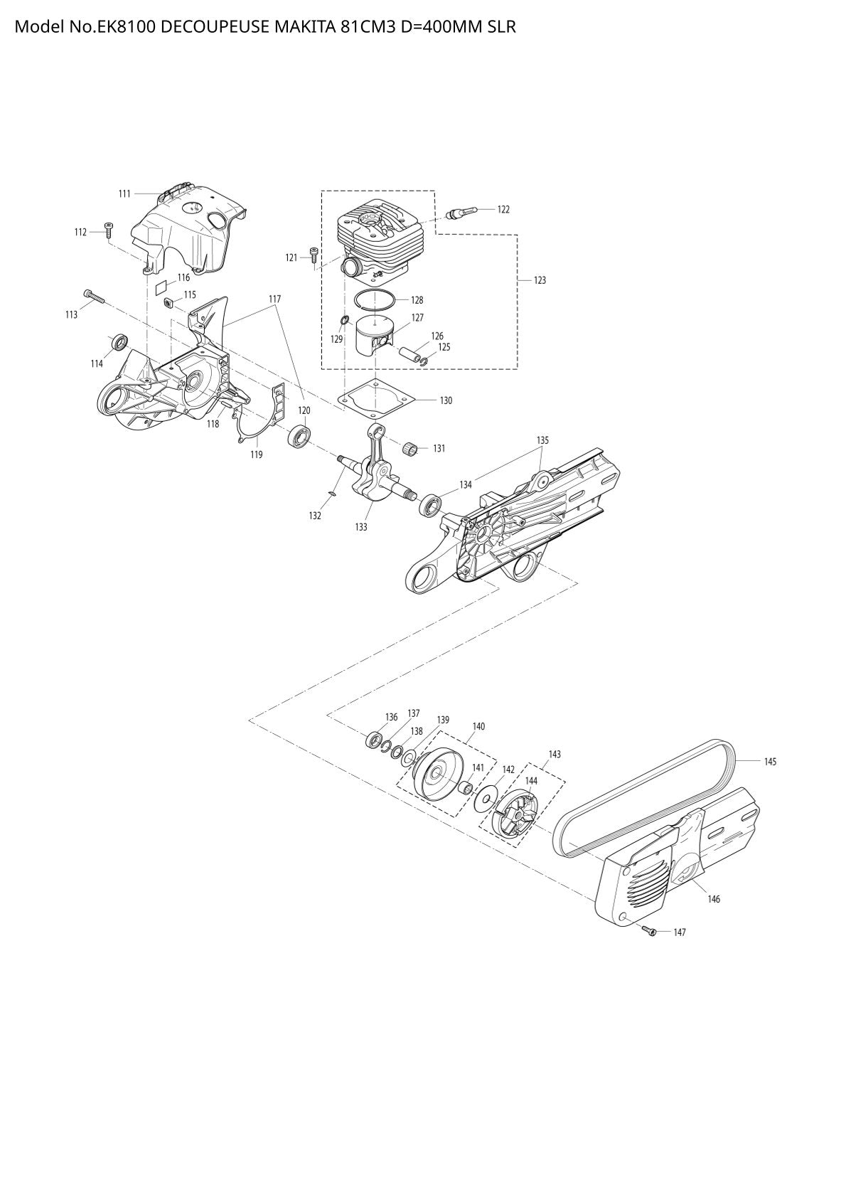 Pièces détachées tronçonneuse thermique Makita EK8100