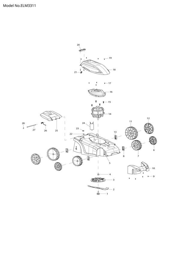 Pièces détachées tondeuse à gazon électrique Makita ELM3311