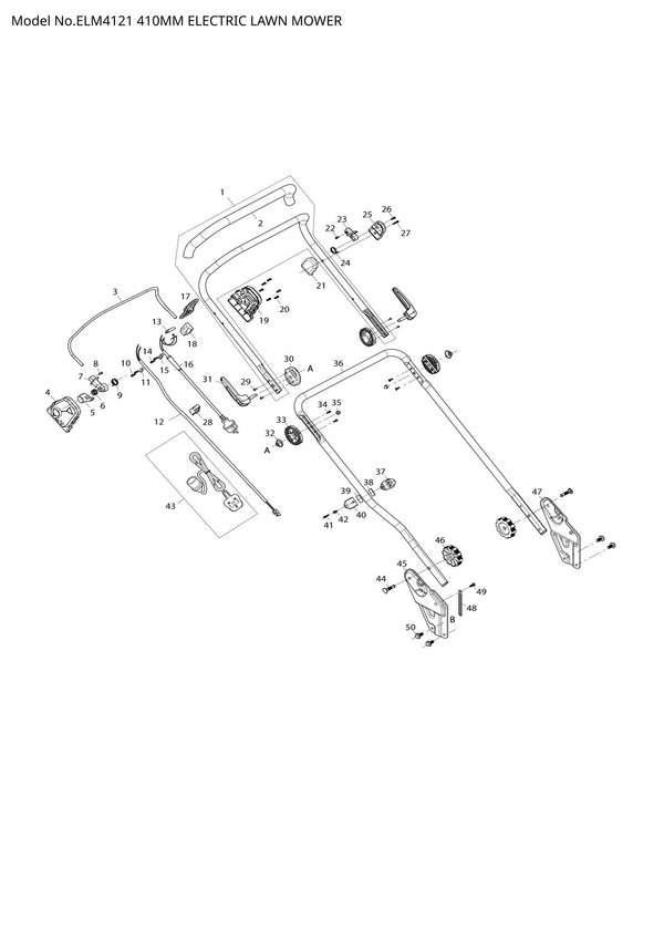 Pièces détachées tondeuse à gazon électrique Makita ELM4121