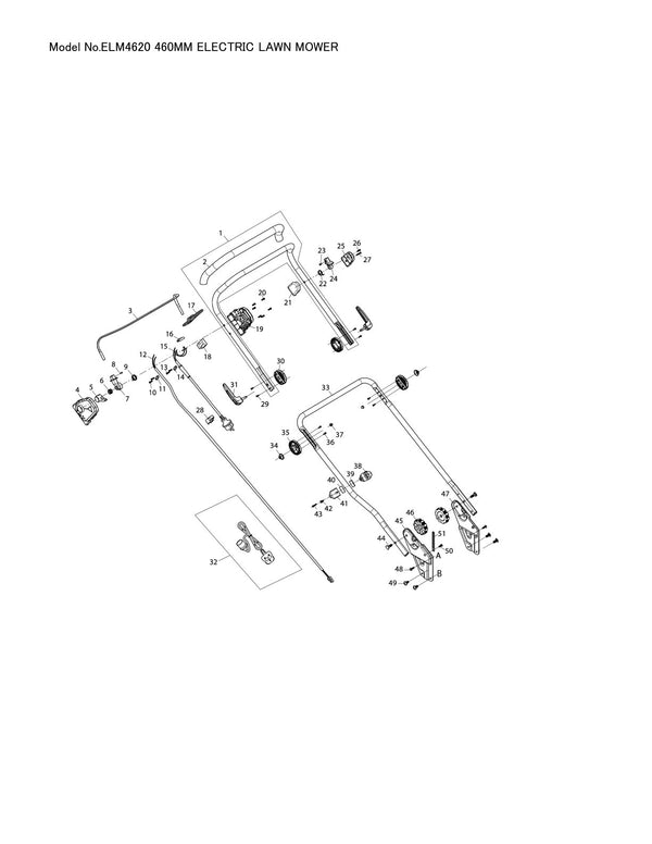 Pièces détachées tondeuse à gazon électrique Makita ELM4620