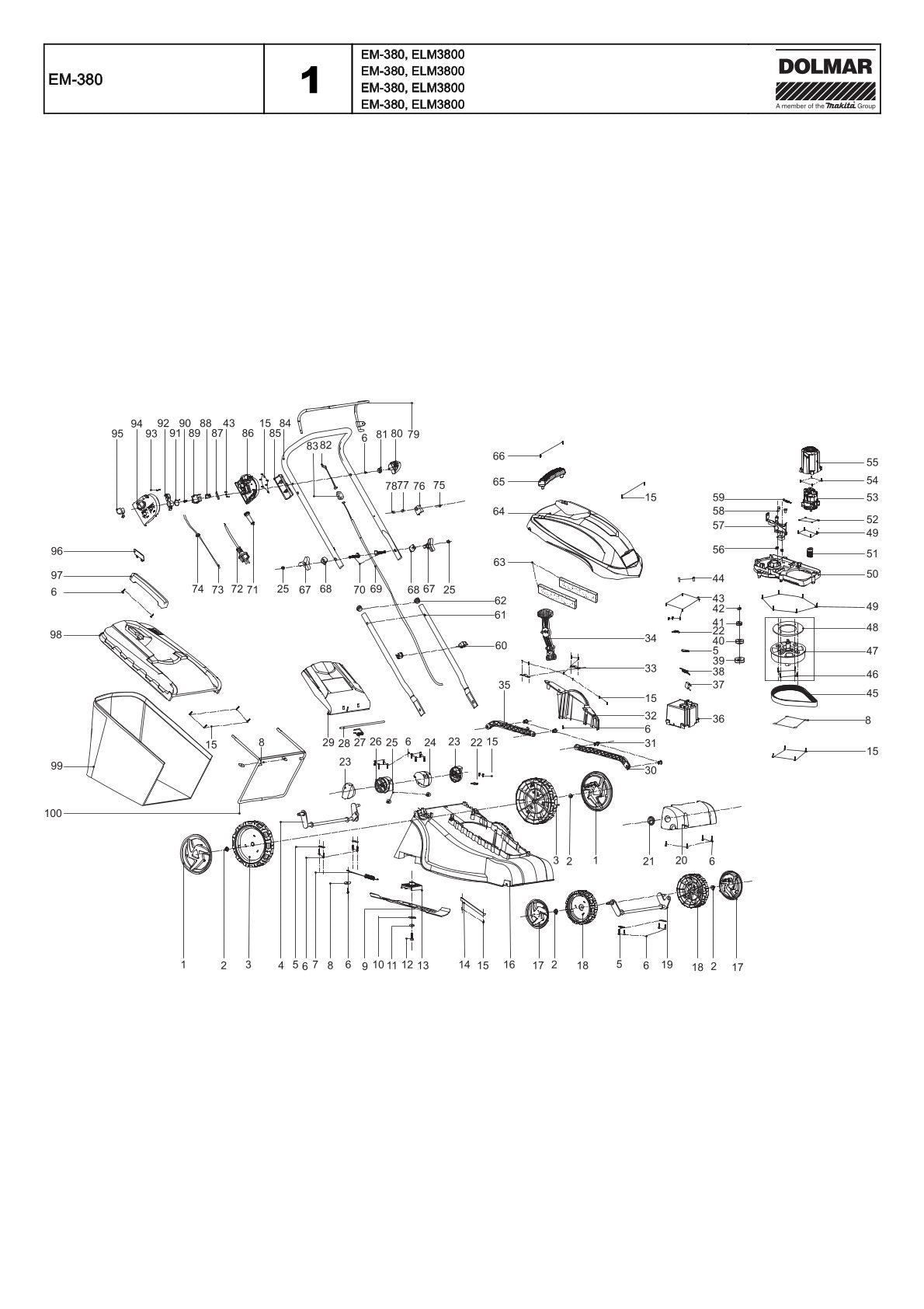 Pièces détachées débroussailleuse thermique Makita EM-380