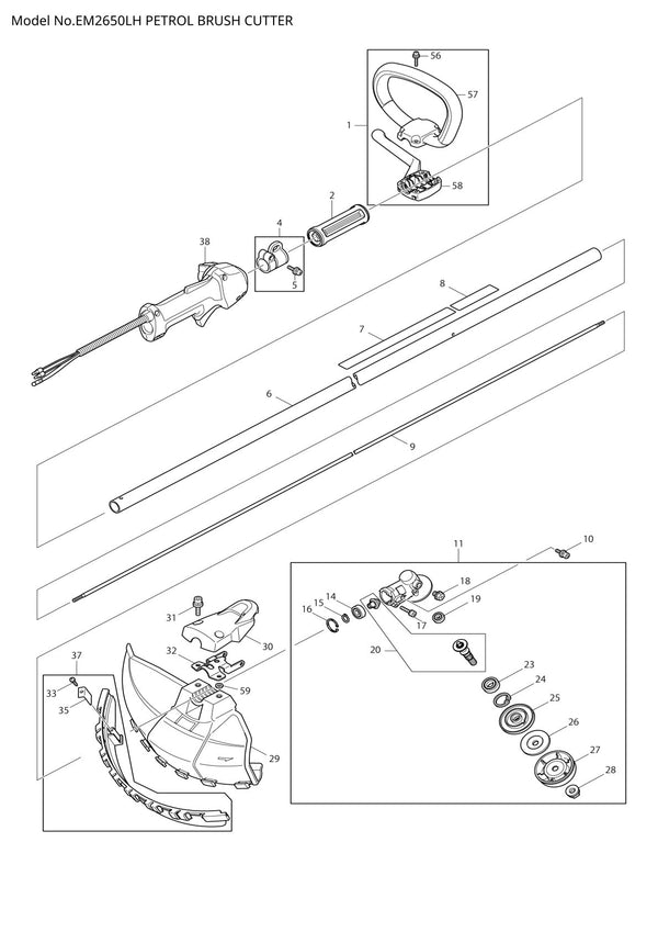Pièces détachées débroussailleuse thermique Makita EM2650LH
