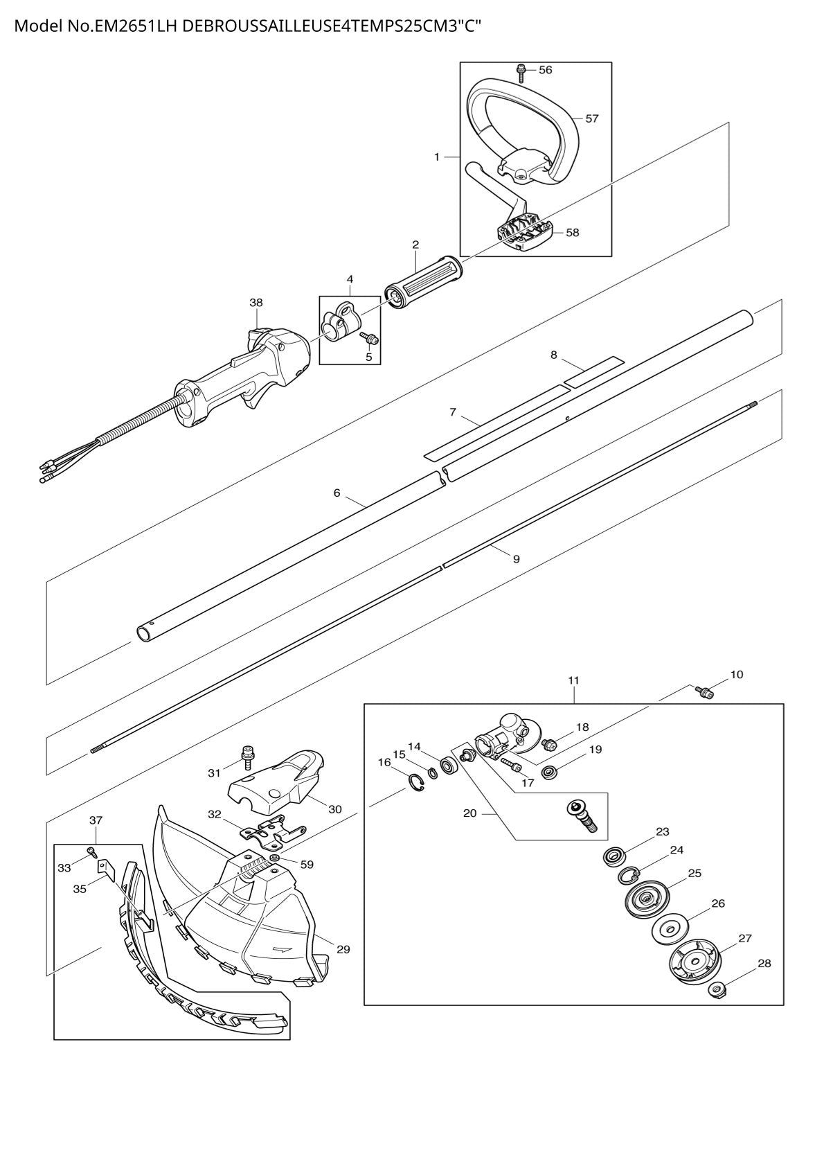 Pièces détachées débroussailleuse thermique Makita EM2651LH