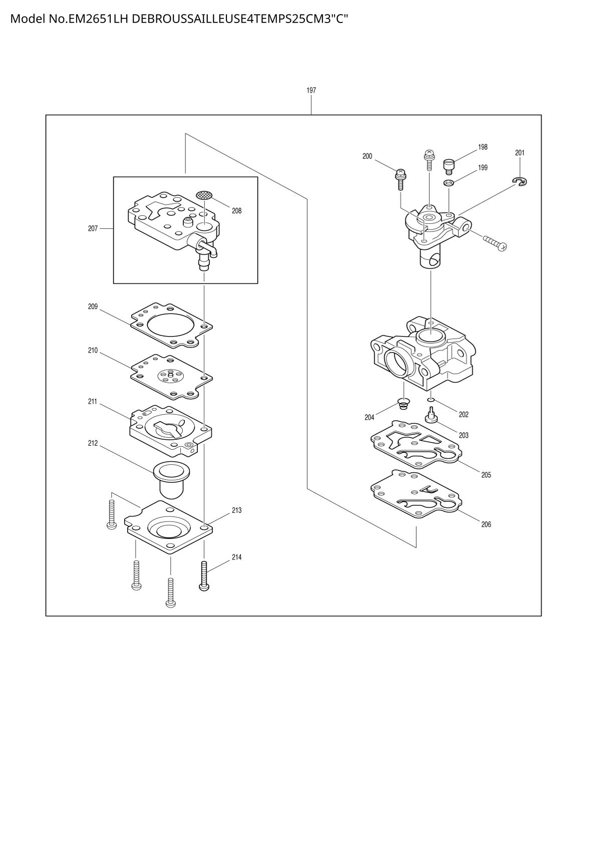 Pièces détachées débroussailleuse thermique Makita EM2651LH