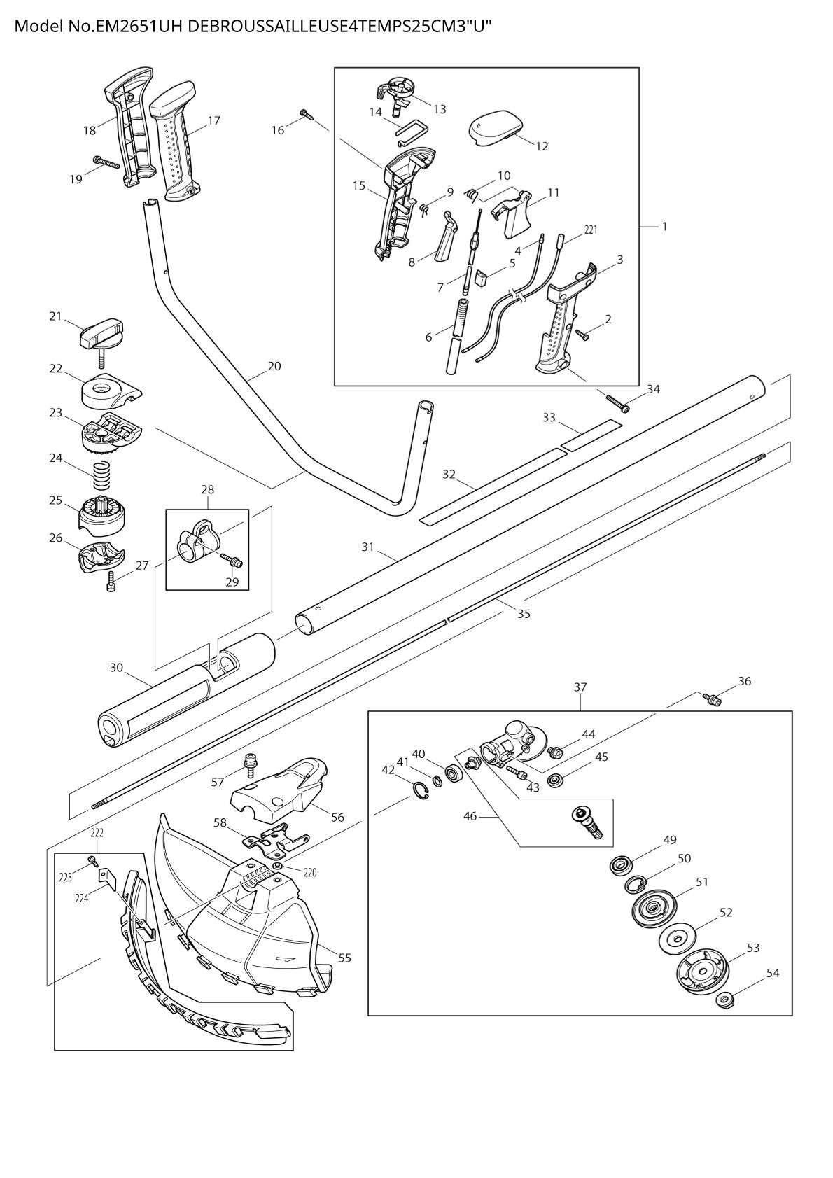 Pièces détachées débroussailleuse thermique Makita EM2651UH