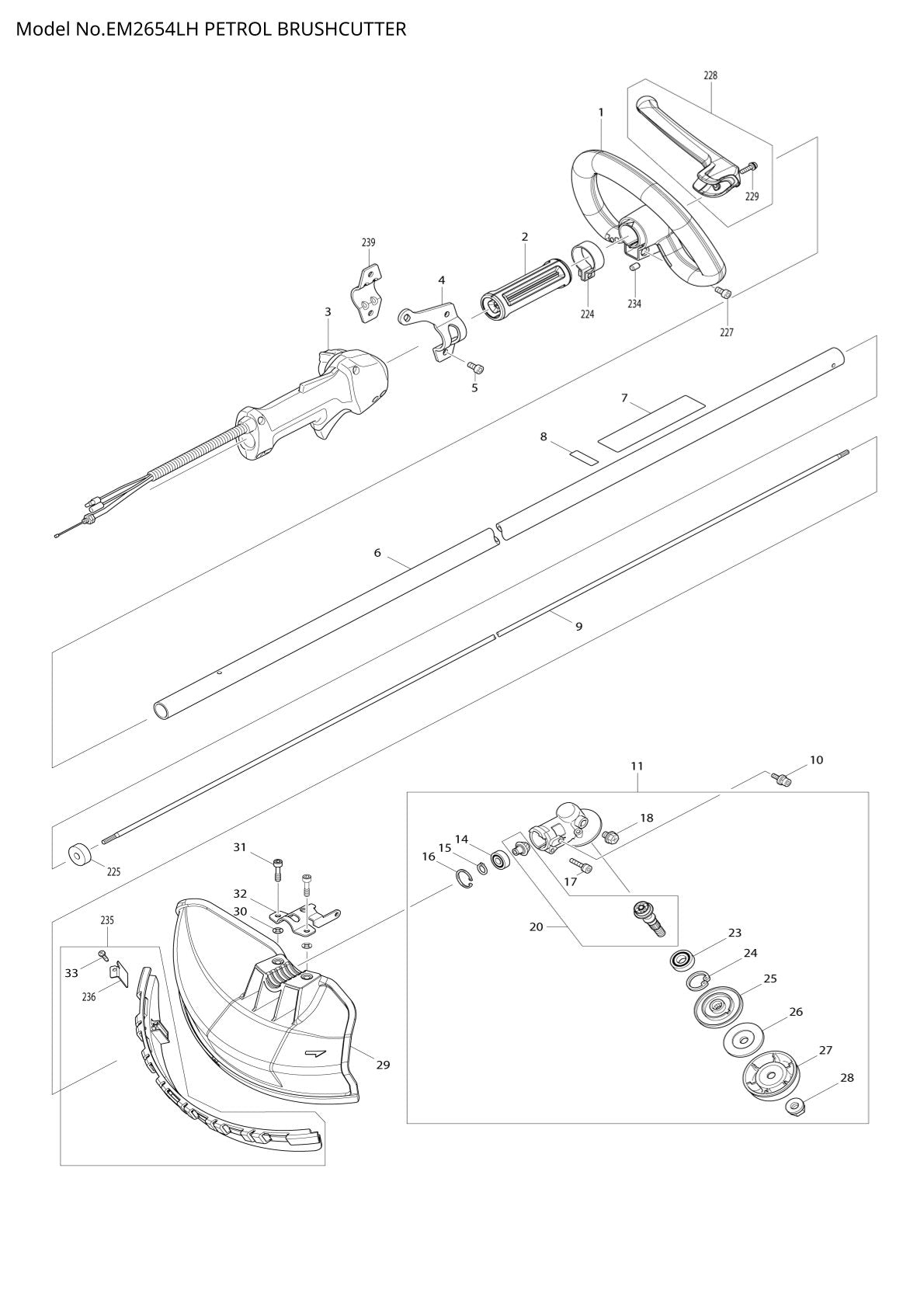 Pièces détachées débroussailleuse thermique Makita EM2654LH