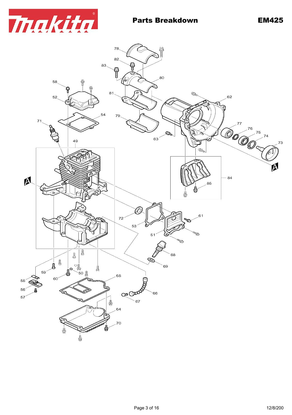 Pièces détachées débroussailleuse thermique Makita EM4251