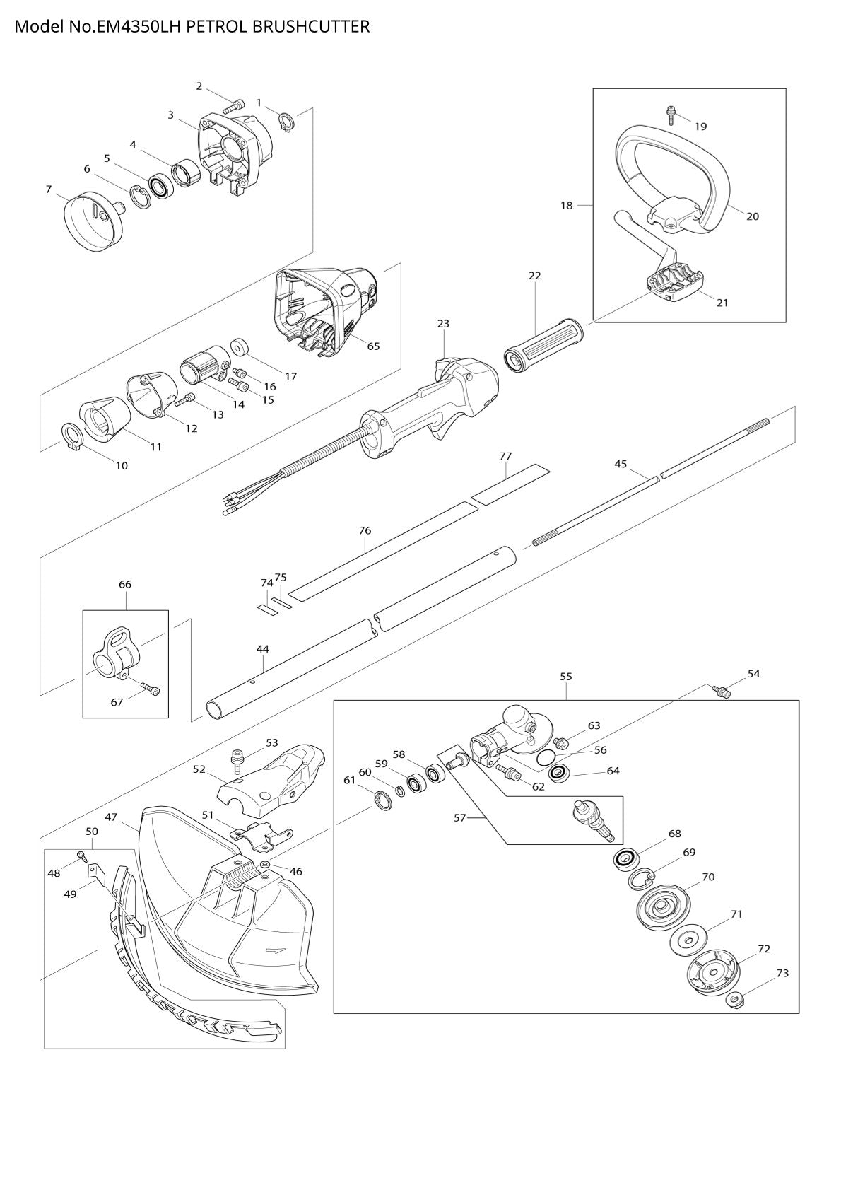 Pièces détachées débroussailleuse thermique Makita EM4350LH