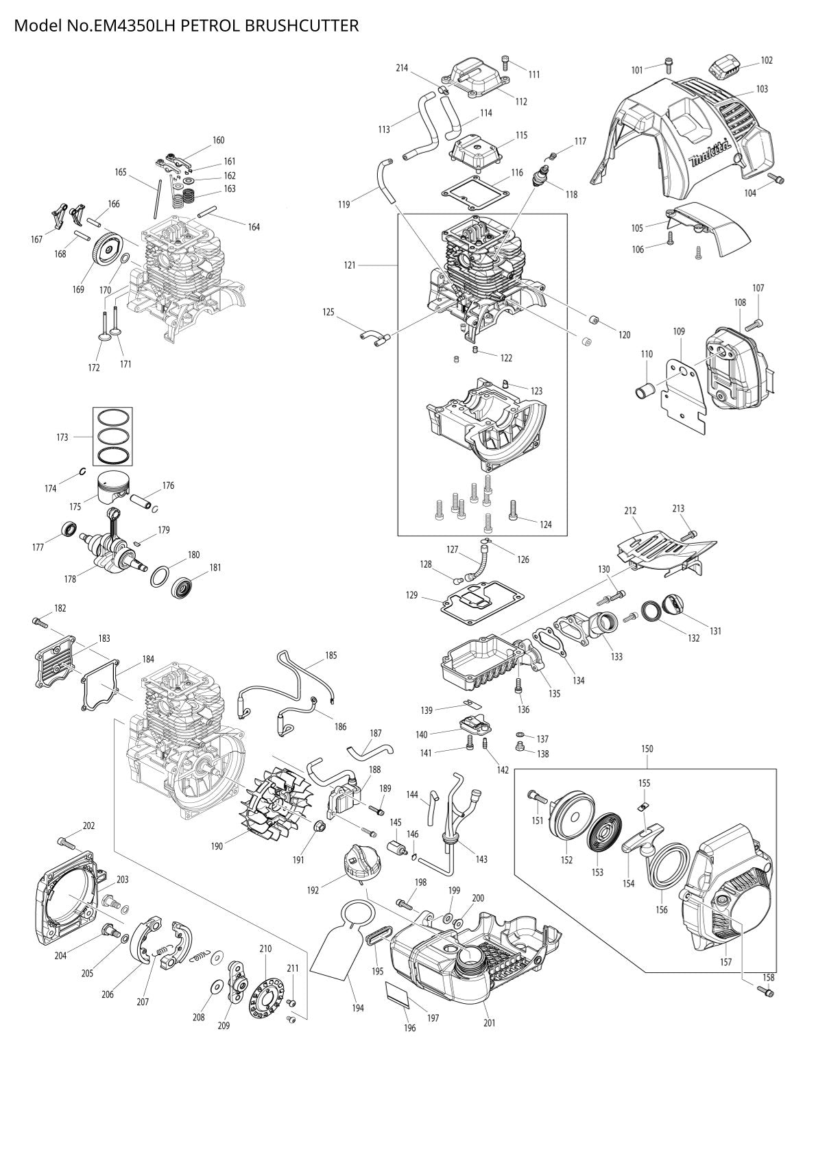 Pièces détachées débroussailleuse thermique Makita EM4350LH