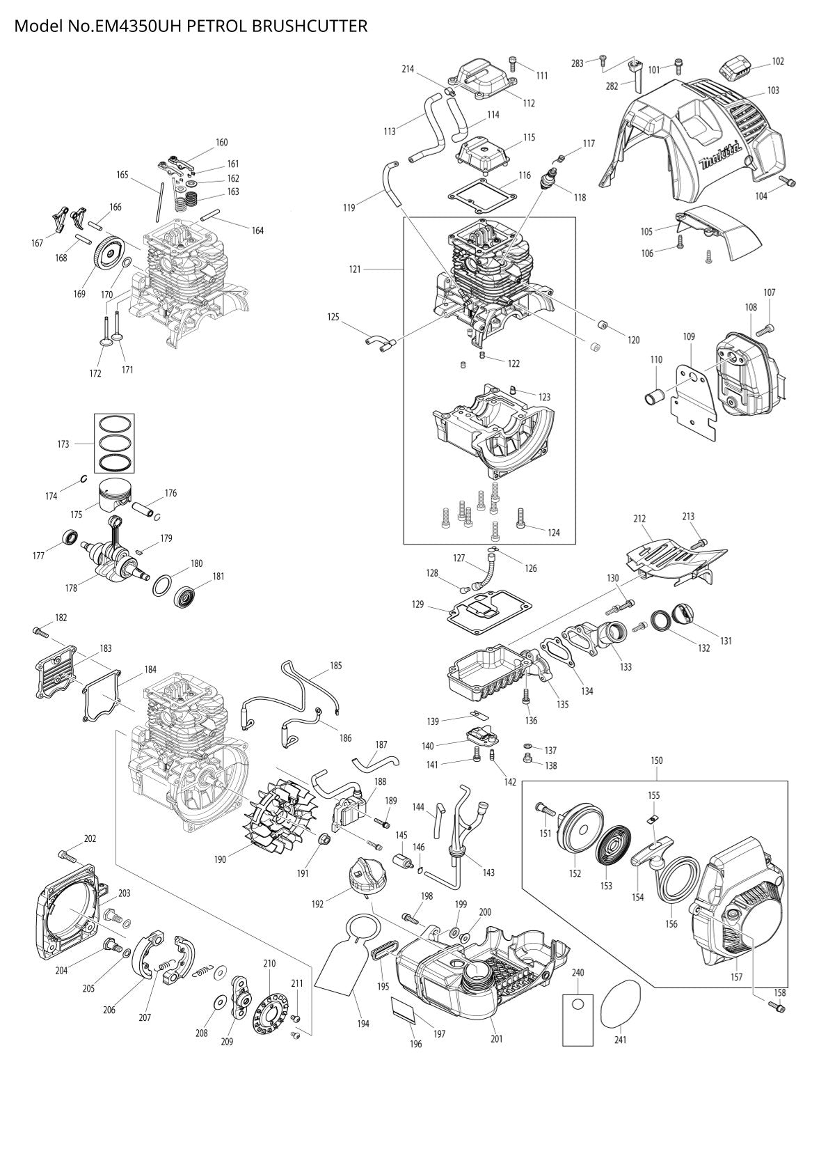 Pièces détachées débroussailleuse thermique Makita EM4350UH