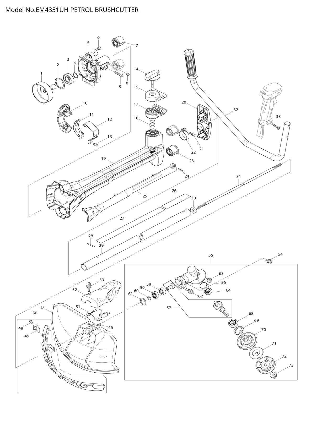 Pièces détachées débroussailleuse thermique Makita EM4351UH