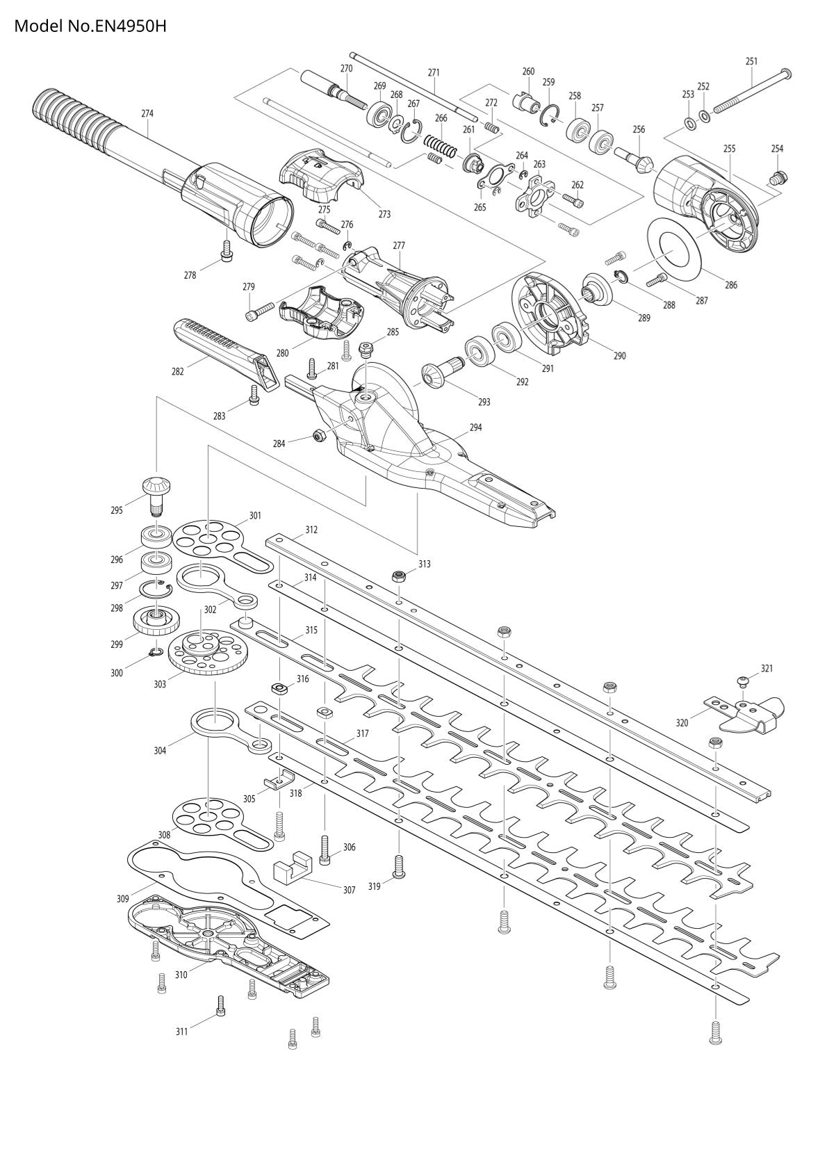 Pièces détachées taille-haie thermique Makita EN4950H