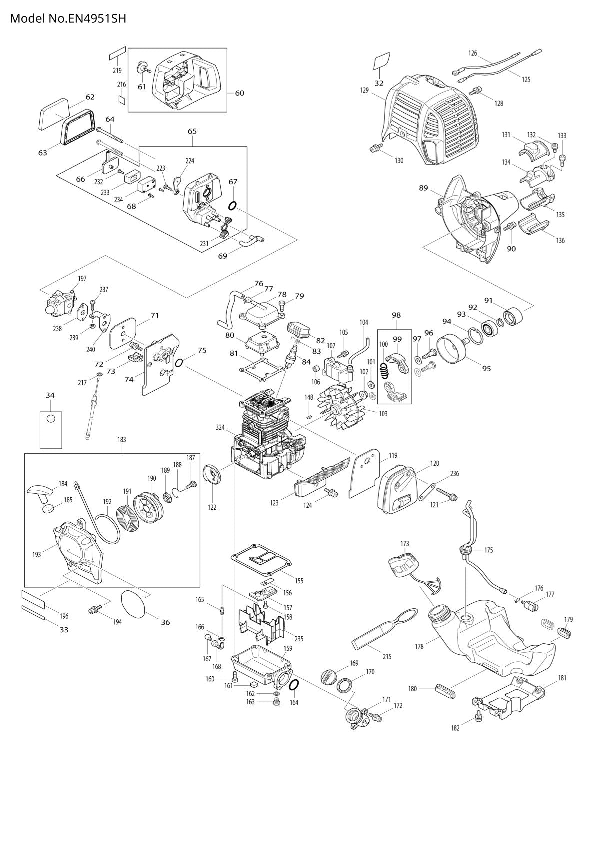 Pièces détachées taille-haie thermique Makita EN4951SH