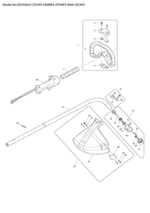 Pièces détachées débroussailleuse thermique Makita ER2550LH