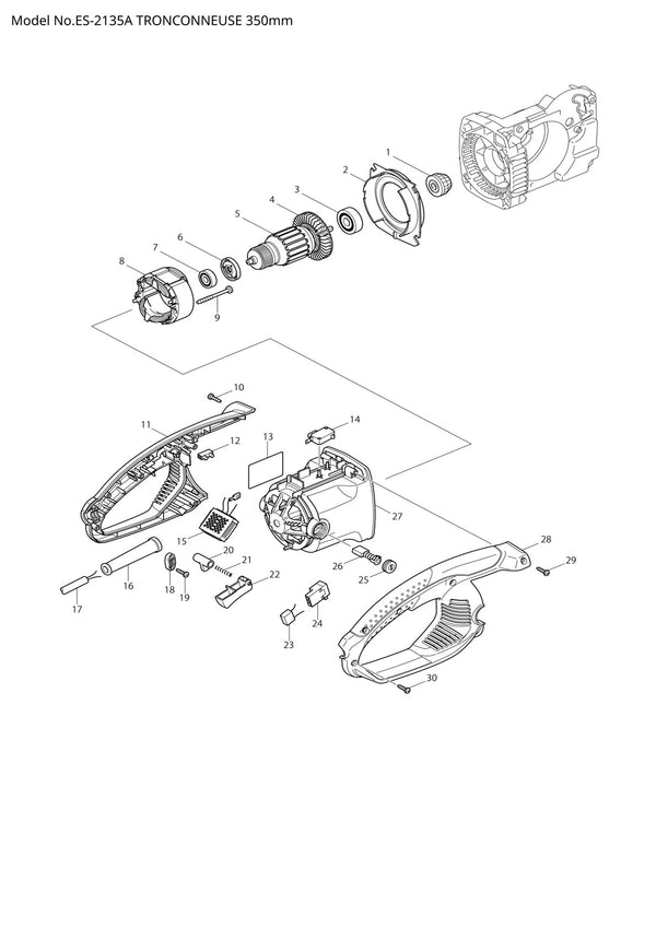 Pièces détachées tronçonneuse électrique Makita ES-2135A