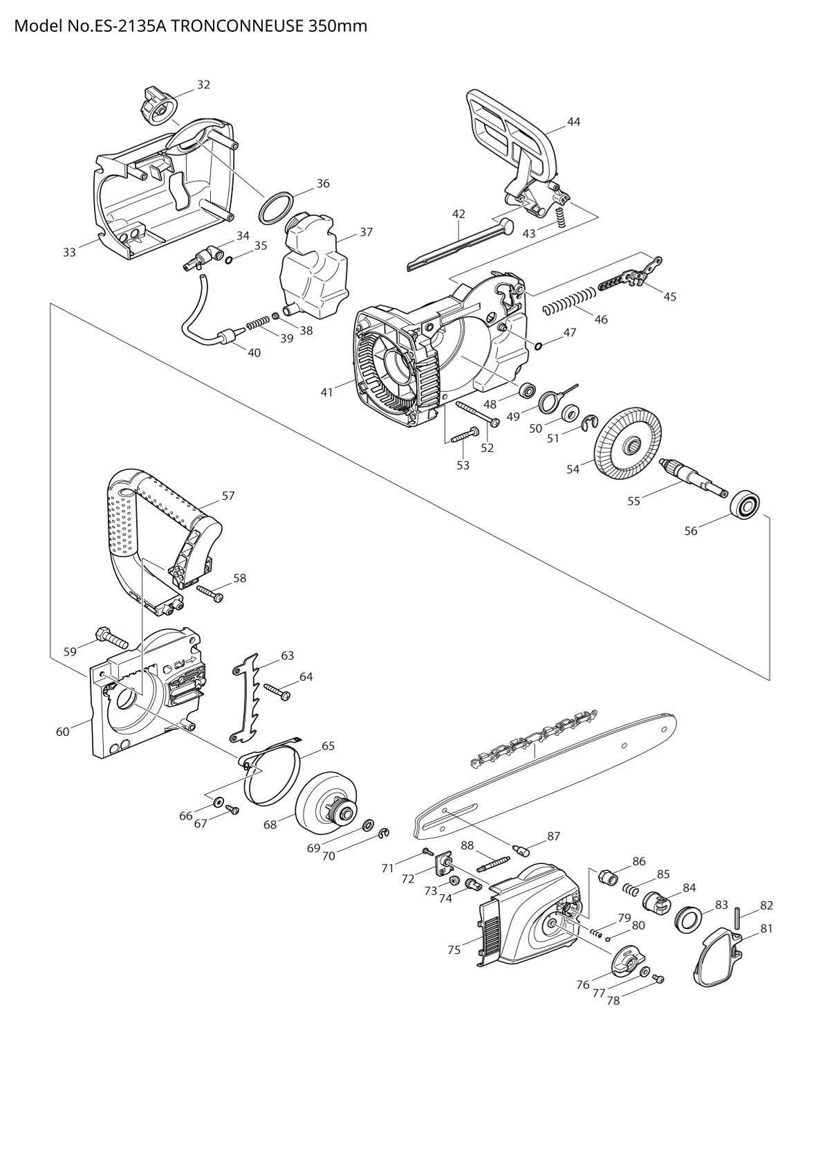 Pièces détachées tronçonneuse électrique Makita ES-2135A
