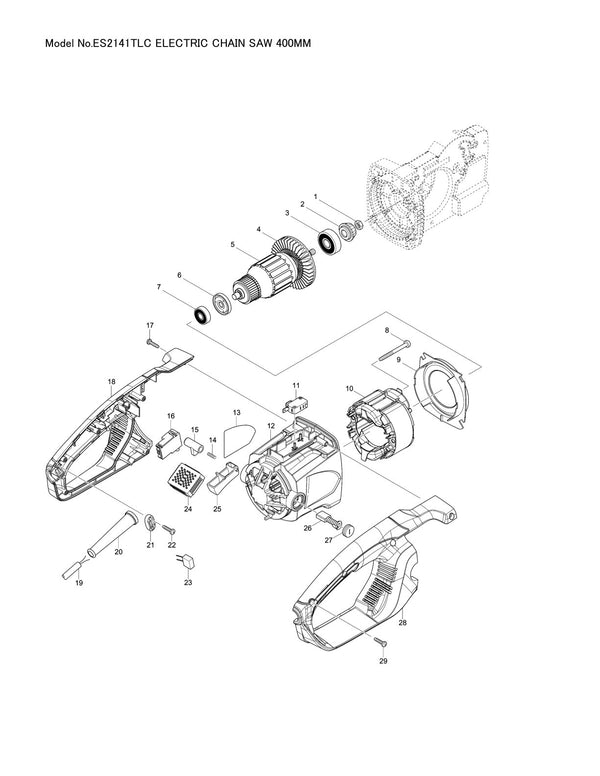 Pièces détachées tronçonneuse électrique Makita ES-2141TLC
