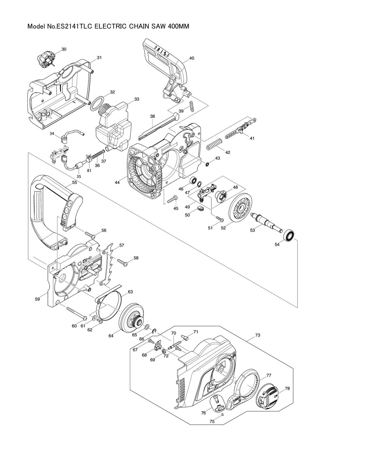Pièces détachées tronçonneuse électrique Makita ES-2141TLC