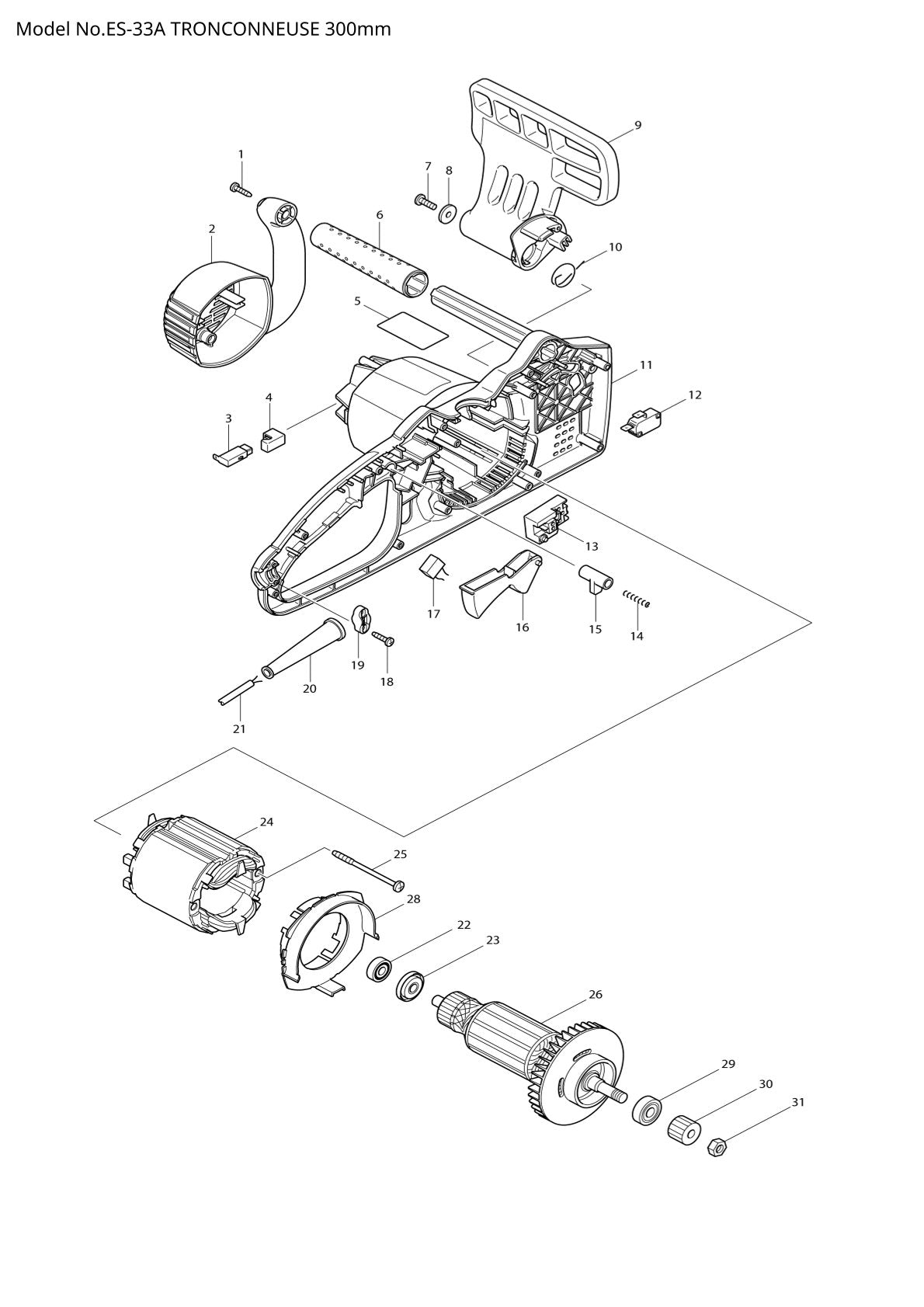 Pièces détachées tronçonneuse électrique Makita ES-33A