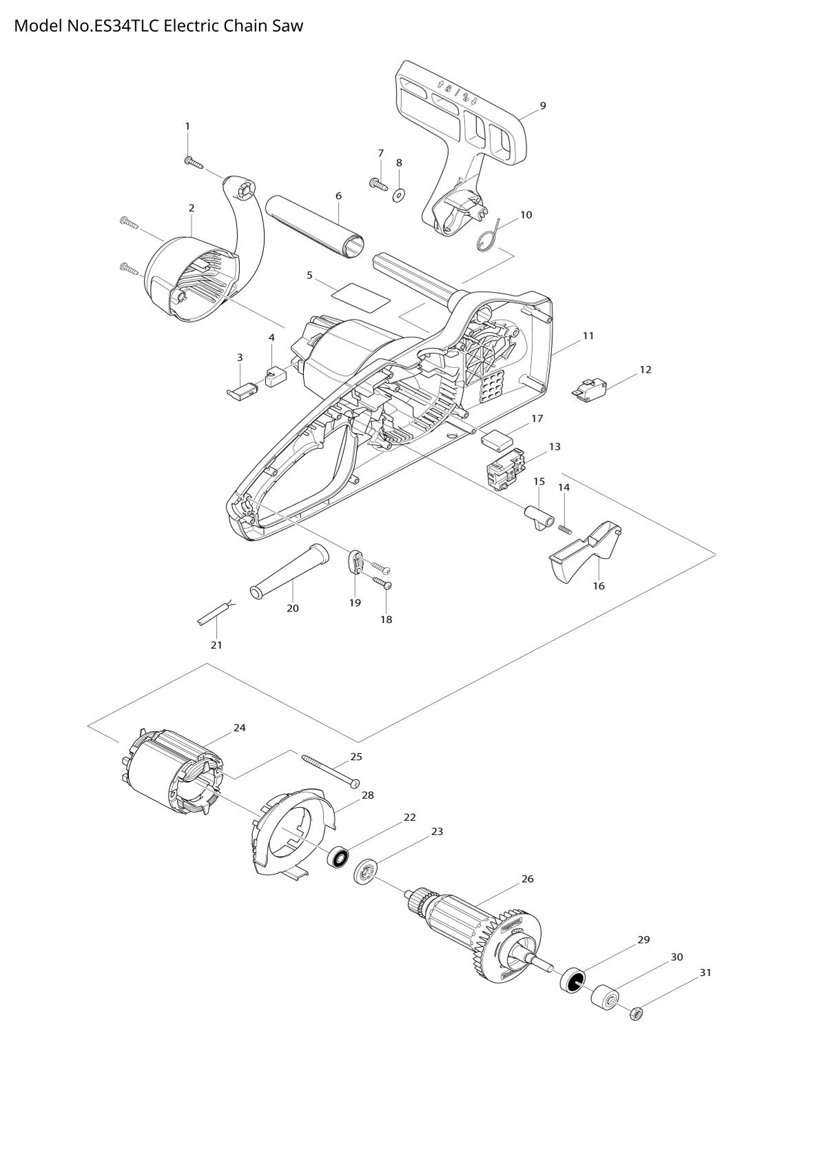 Pièces détachées tronçonneuse électrique Makita ES-34TLC