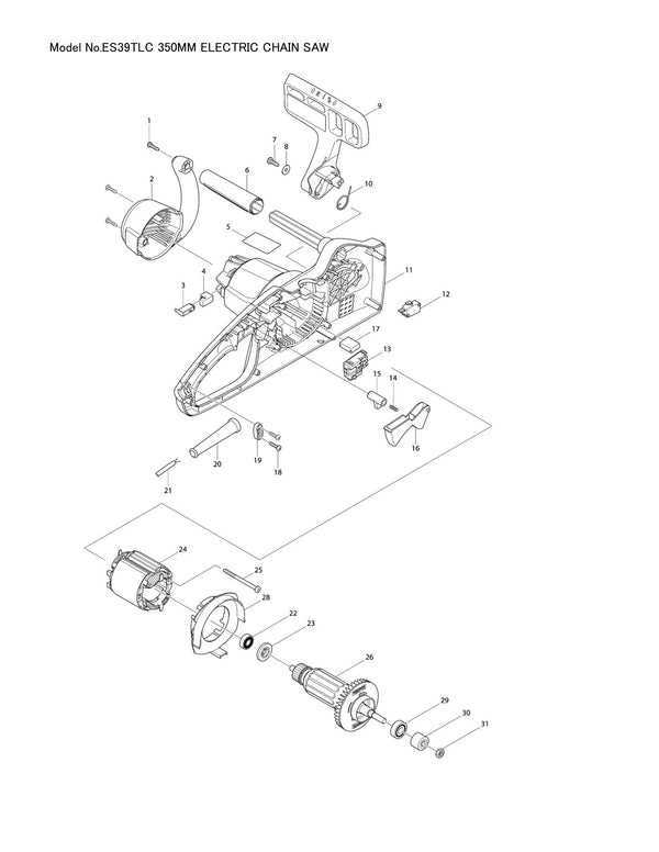 Pièces détachées tronçonneuse électrique Makita ES-39TLC