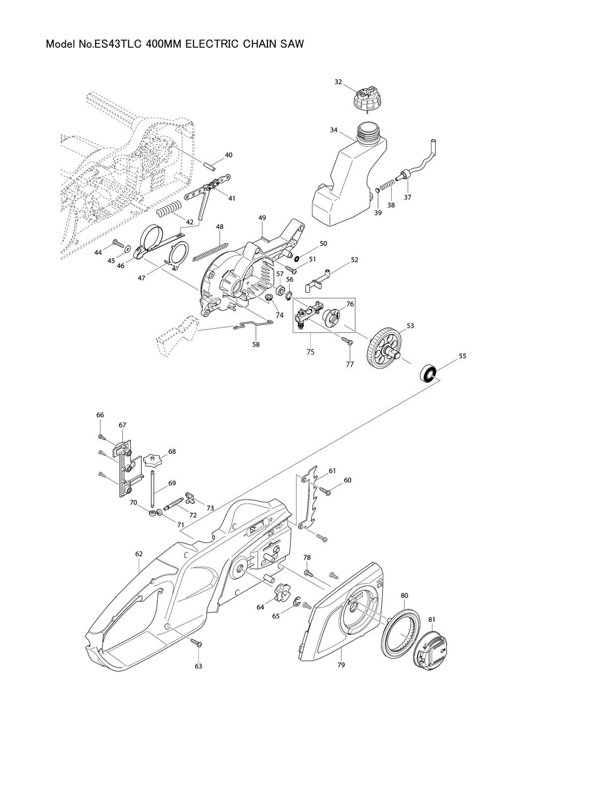 Pièces détachées tronçonneuse électrique Makita ES-43TLC