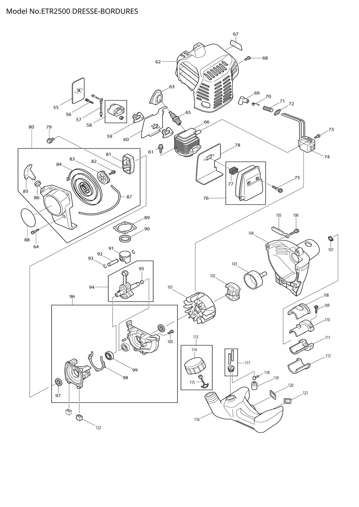 Pièces détachées motobineuse Makita ETR2500