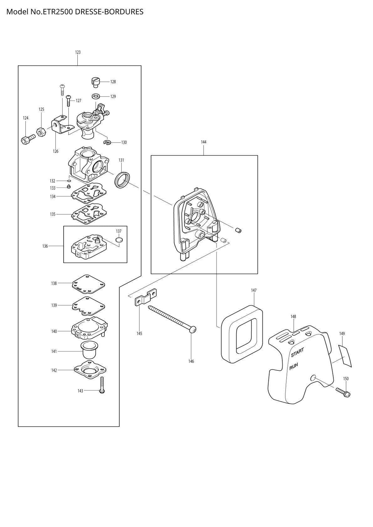 Pièces détachées motobineuse Makita ETR2500