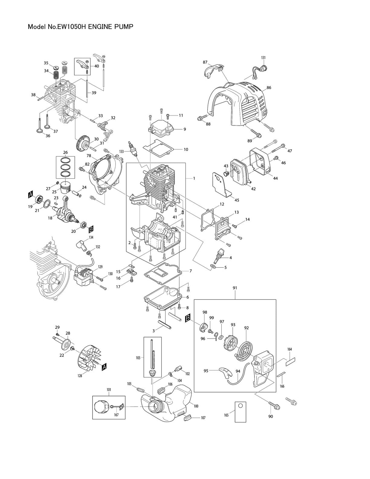 Pièces détachées motopompe Makita EW1050H