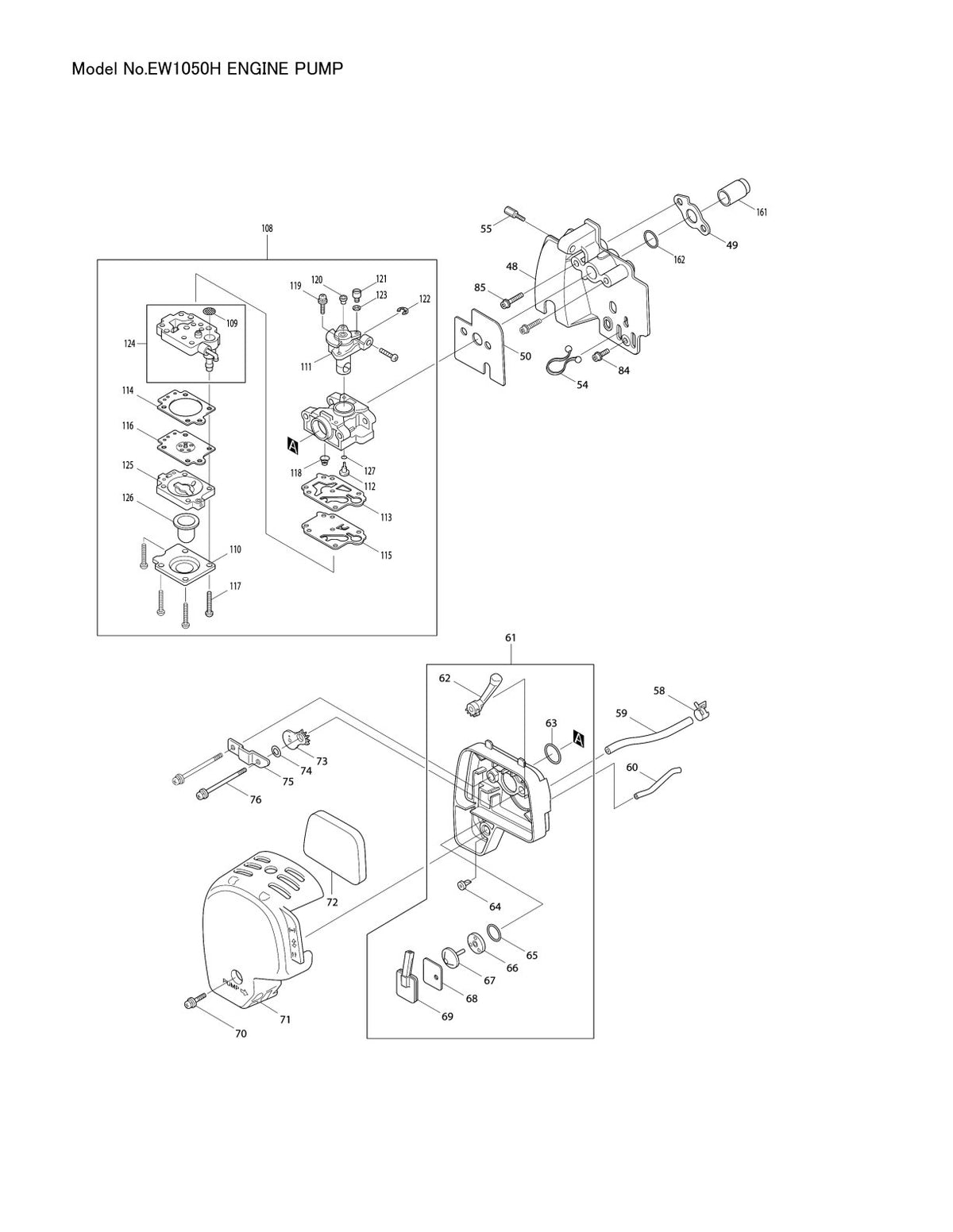Pièces détachées motopompe Makita EW1050H