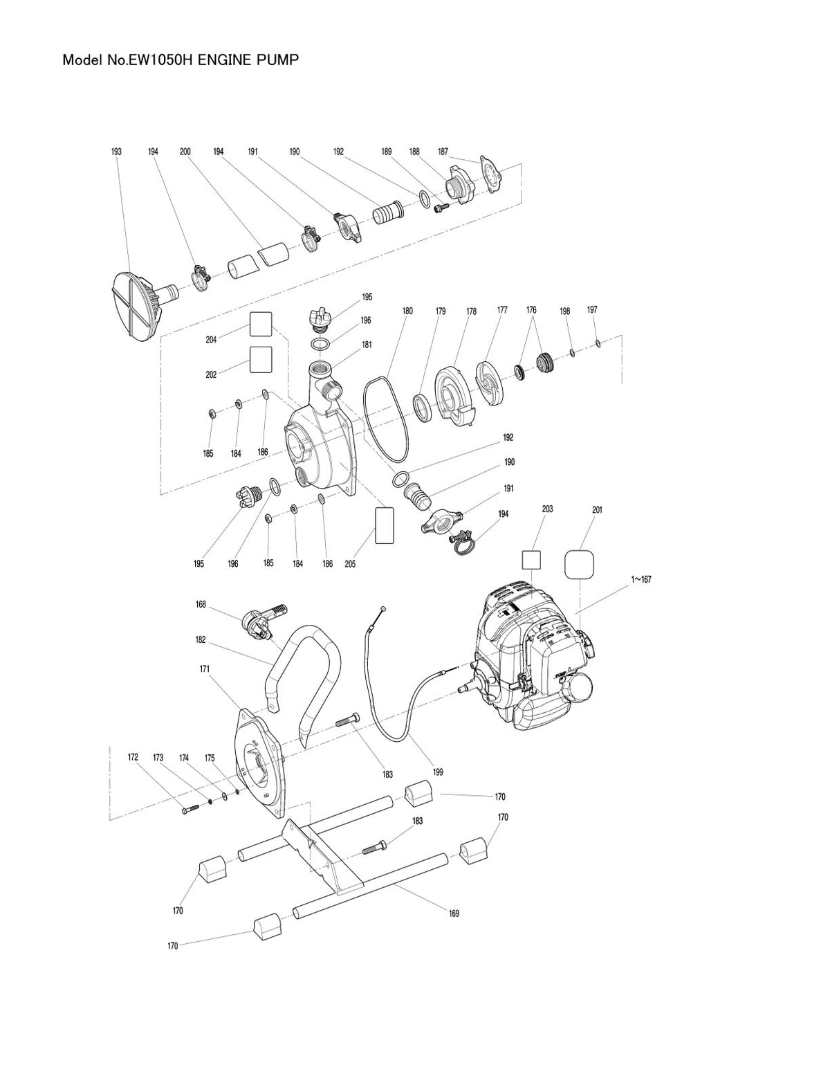 Pièces détachées motopompe Makita EW1050H