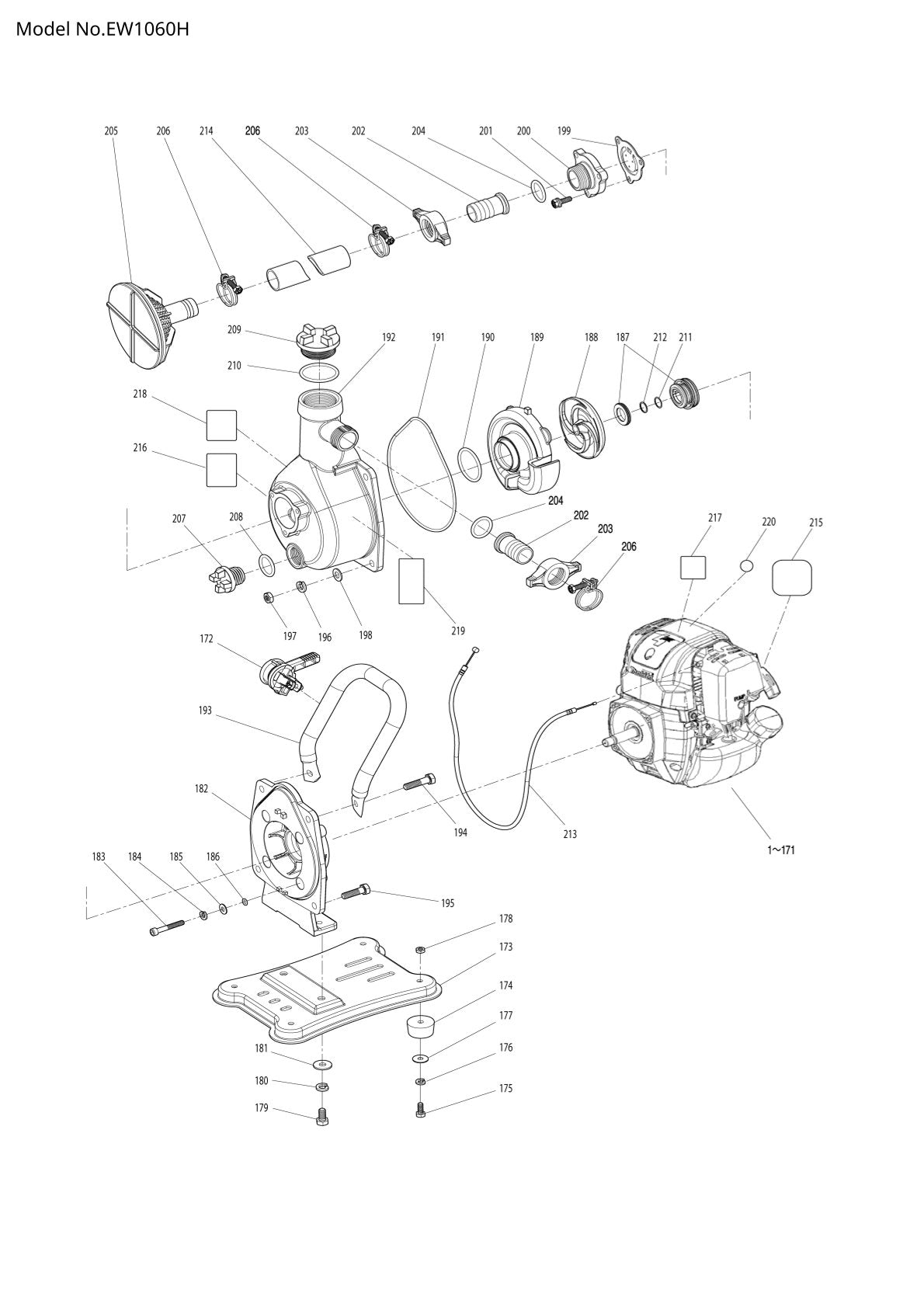 Pièces détachées motopompe Makita EW1060H