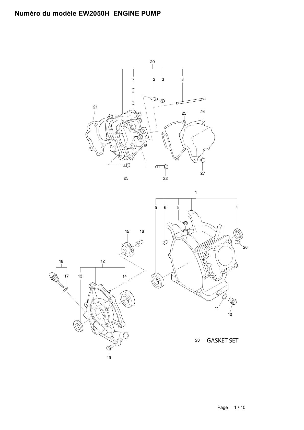 Pièces détachées motopompe Makita EW2050H