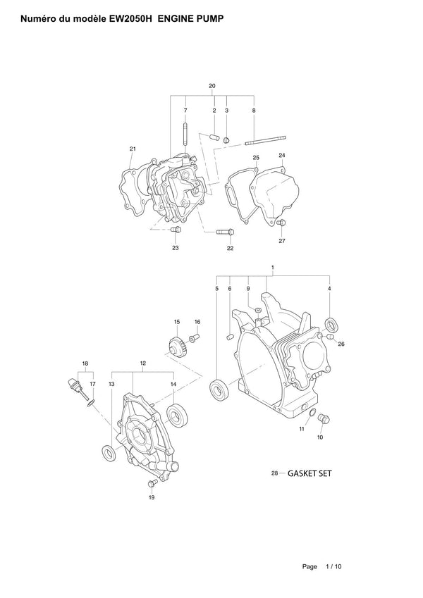 Pièces détachées motopompe Makita EW2050H