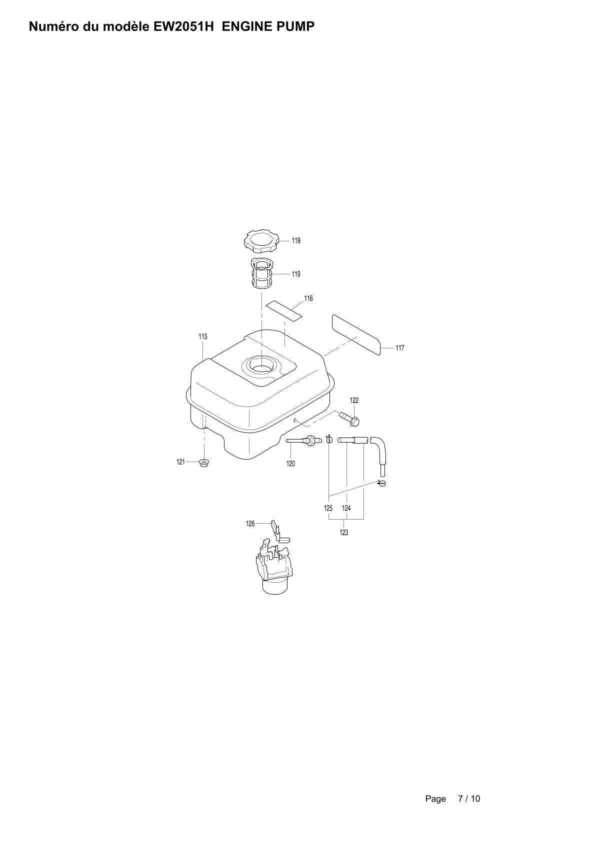 Pièces détachées motopompe Makita EW2051H
