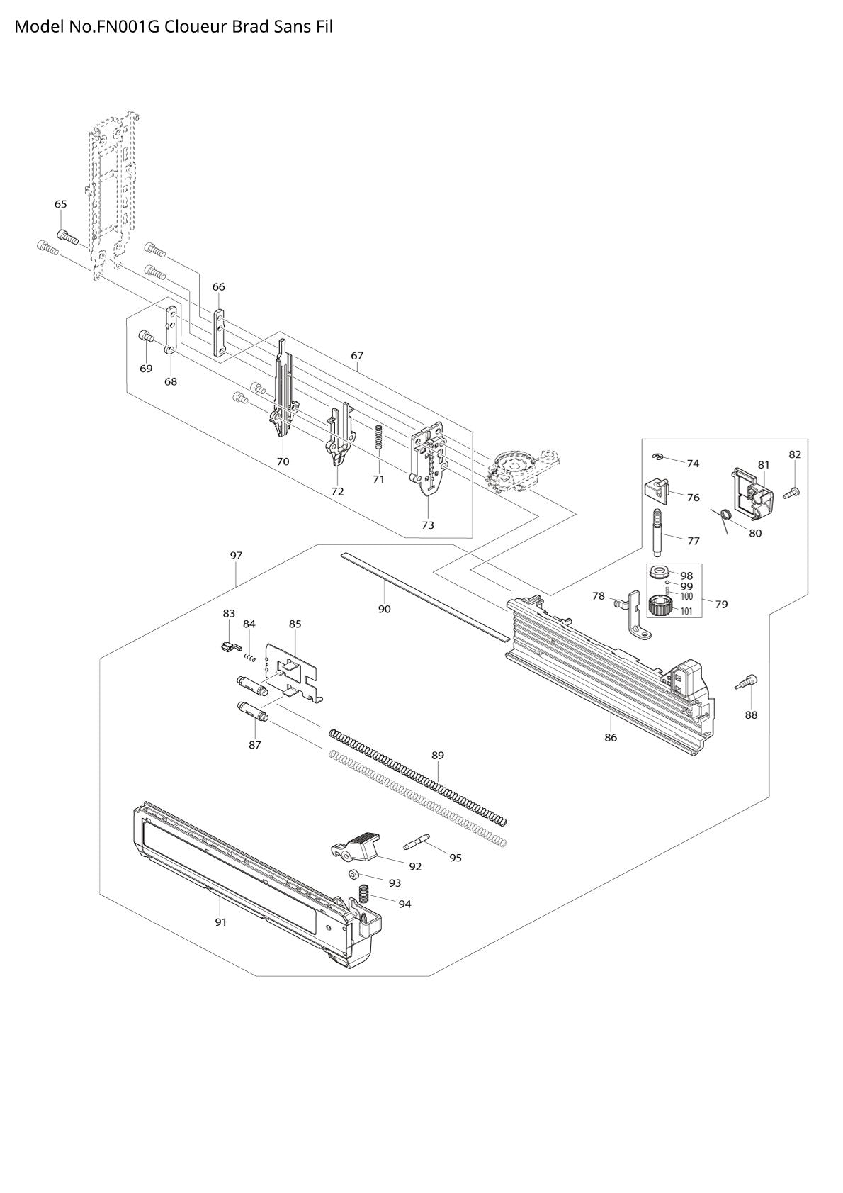 Pièces détachées cloueur sans fil Makita FN001G