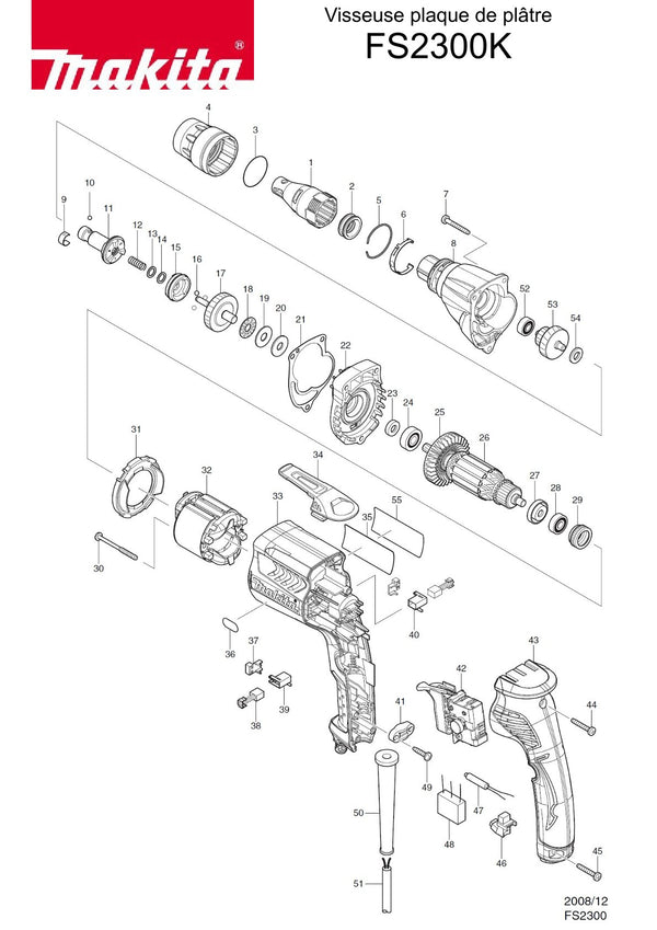 Pièces détachées visseuse pour plaques de plâtre Makita FS2300