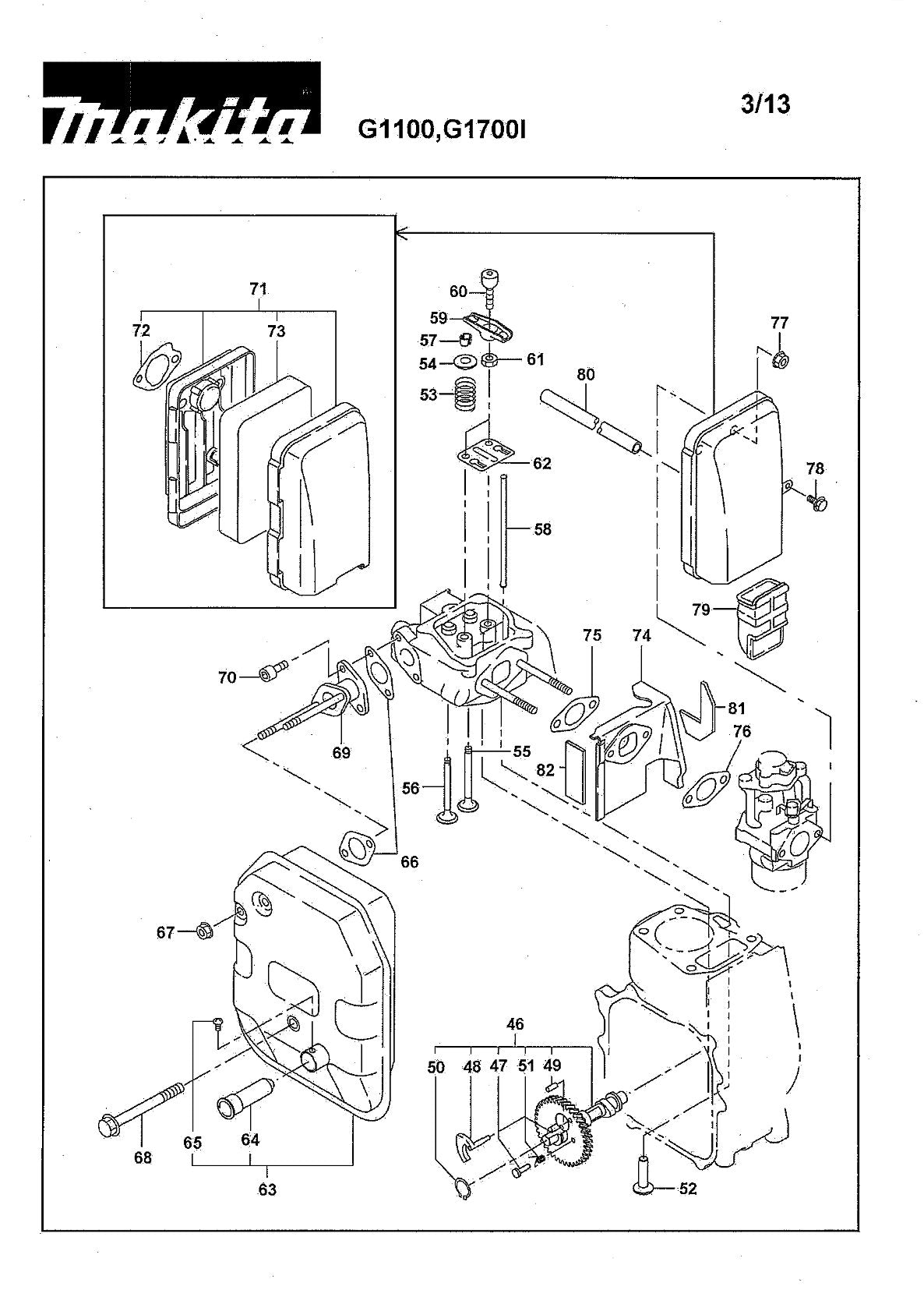Pièces détachées groupe électrogène Makita G1100