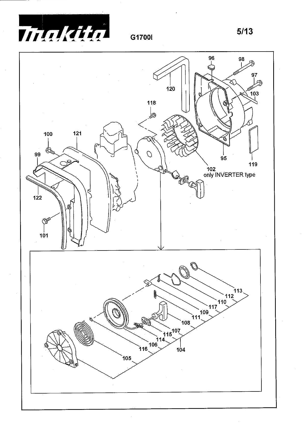 Pièces détachées groupe électrogène Makita G1100