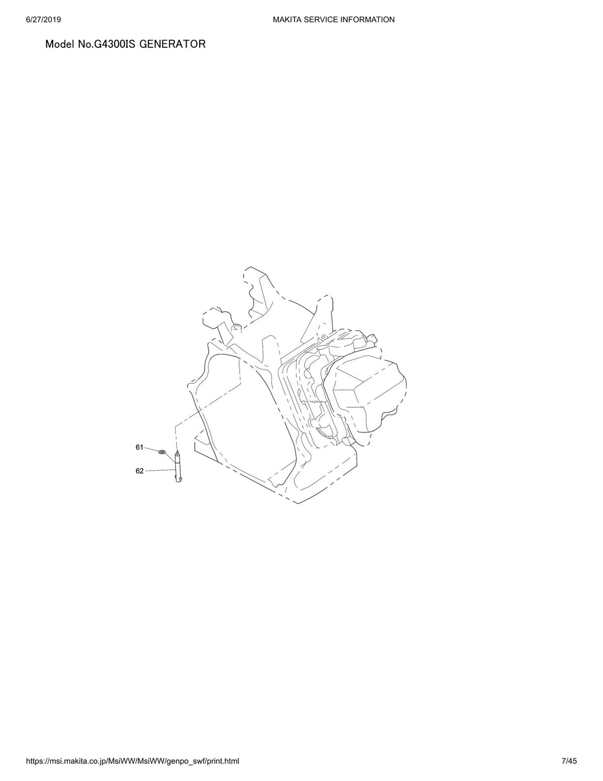 Pièces détachées groupe électrogène Makita G4300IS