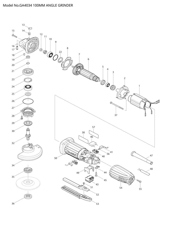 Pièces détachées meuleuse d’angle Makita GA4034