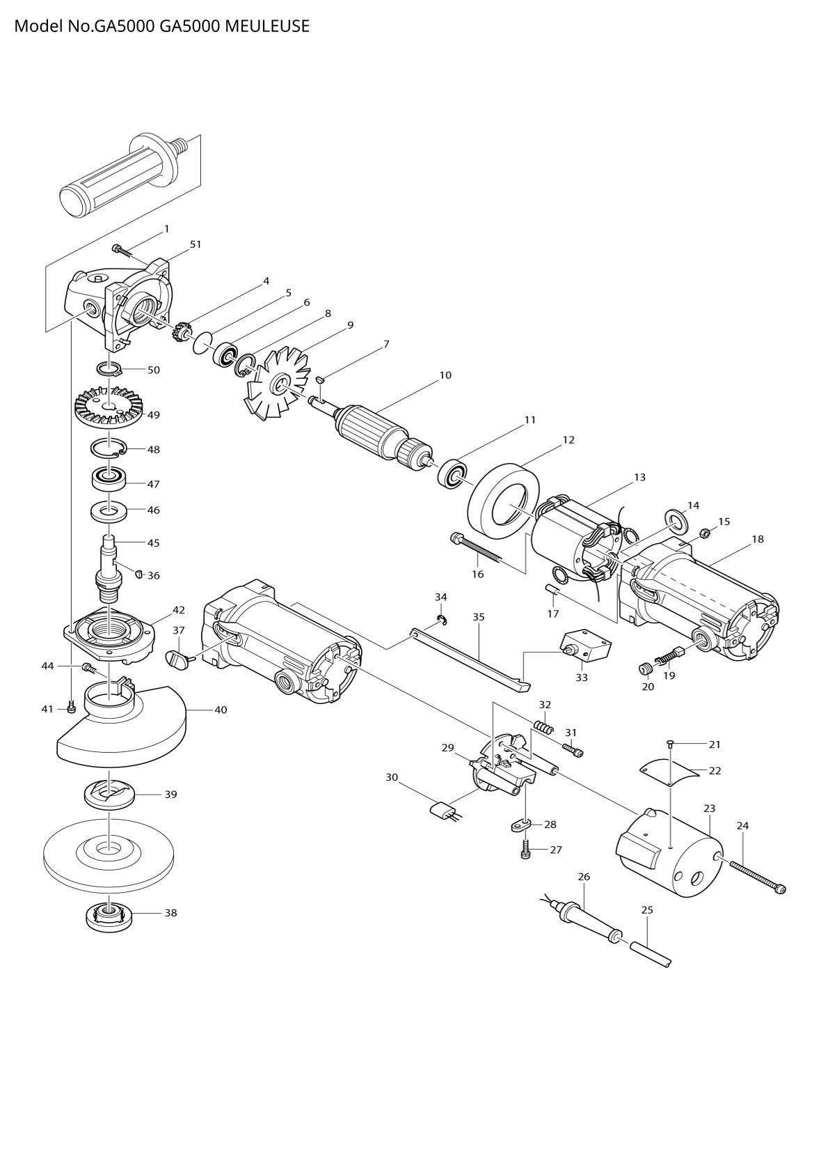 Pièces détachées meuleuse d’angle Makita GA5000