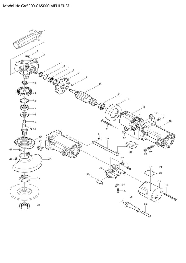 Pièces détachées meuleuse d’angle Makita GA5000