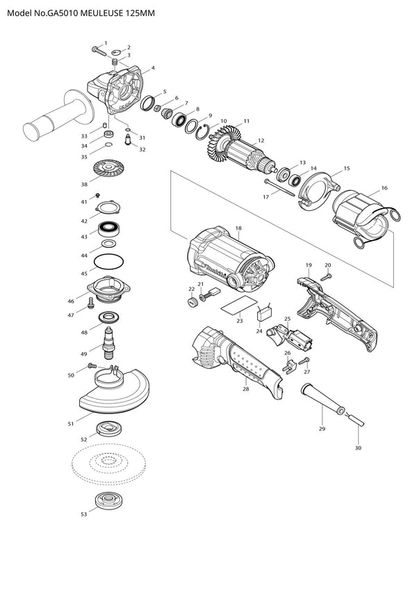 Pièces détachées meuleuse d’angle Makita GA5010