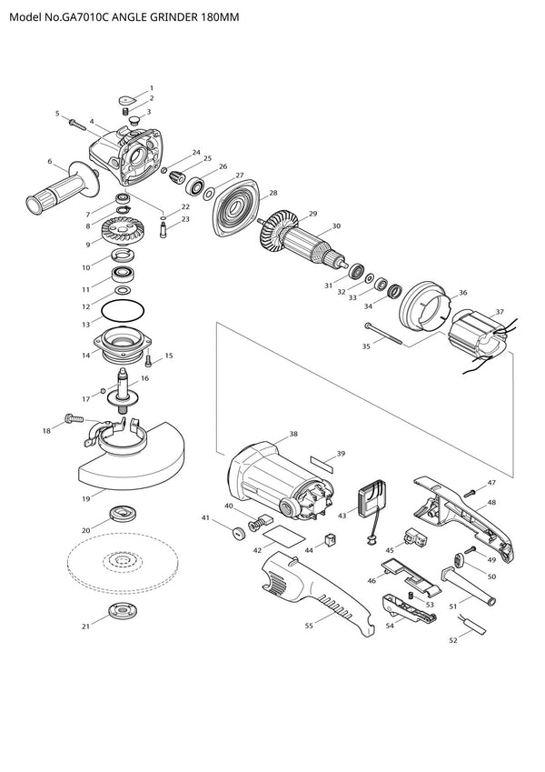 Pièces détachées meuleuse d’angle Makita GA7010C
